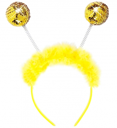 Galvas stīpiņa "Zelta burbuļi ar pūkām"