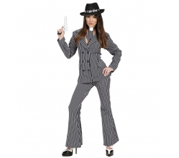 Gangstera kostīms, melni svītrains (M)