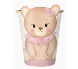 Glāzītes ar dekorācijām "Rozā lācītis" (6 gab./270 ml)