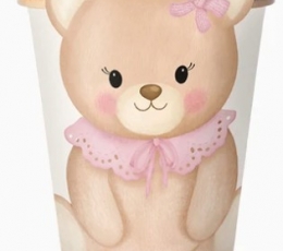 Glāzītes ar dekorācijām "Rozā lācītis" (6 gab./270 ml)