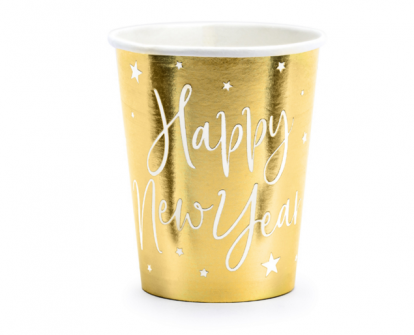 Glāzītes "Happy New Year", zelta (6 gab/220 ml)