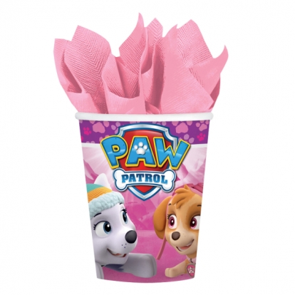 Glāzītes "Paw Patrol", rozā (8 gab./250 ml)
