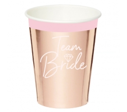 Glāzītes "Team Bride", rozā zelta krāsā (8 gab./250 ml)