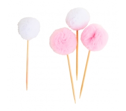 Irbulīši, dekorācijas "Tilla bumbiņas", rozā-baltā krāsā (8 gab.)