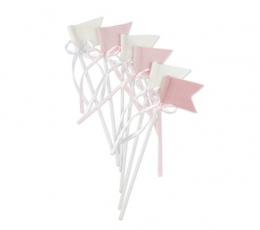 Irbulīši-karodziņi ar lentīti, sārti auduma (6 gab/20 cm) 1