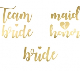 Īslaicīgie tetovējumi "Team Bride", zelta krāsā (13 gab.)