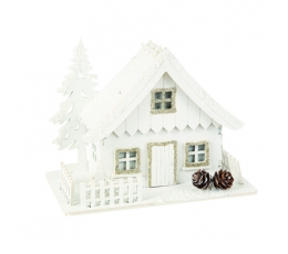 Izgaismota Ziemassvētku dekorācija "Baltā māja" (15x11 cm)