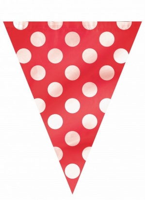 Karodziņu virtene, sarkana ar punktiem (3,65 m)