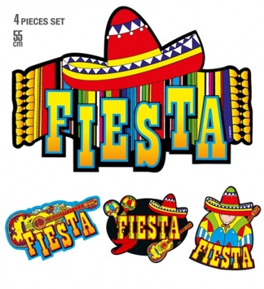 Kartona dekorācijas "Fiesta" (4 gab.)