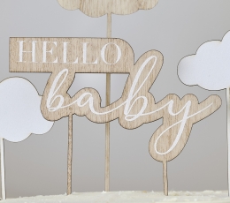 Kūkas dekorācijas  "Hello Baby", koka 1