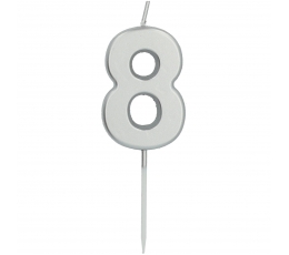 Kūku svece uz kociņa "8", sudraba