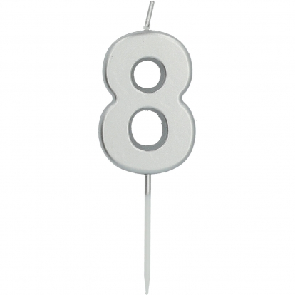 Kūku svece uz kociņa "8", sudraba