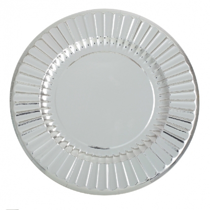 Šķīvīšī-paliktņi, sudraba spīdīgi (6 gab/33 cm)