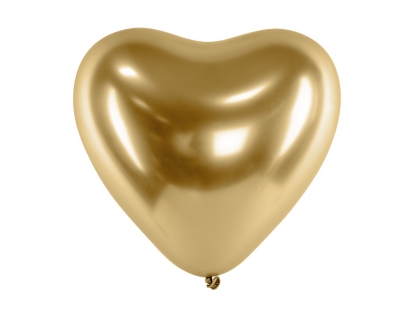 Metalizēts (chrome) balons - sirds, zelta (30 cm)
