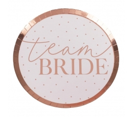 Papīra šķīvji-paliktņi "Team Bride" (8 gab/24 cm)