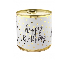Pārsteiguma kūka skārdenē "Happy birthday", ar svecīti (8,5 cm/160 g)