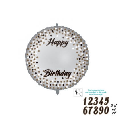 Personalizēts folija balons ar uzlīmēm, sudraba (46 cm)