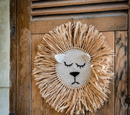 Piekarināms salmu dekors "Lauva ar aizvērtām acīm" (45 cm) 1