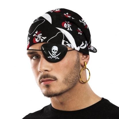 Pirātu acu apsējs un auskars