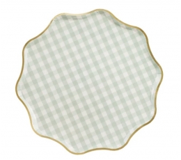 Rūtaini šķīvji ar zelta apmali (6 gab./23 cm)