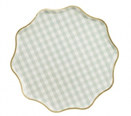 Rūtaini šķīvji ar zelta apmali (6 gab./23 cm)