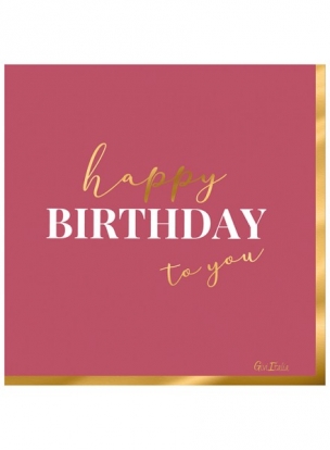 Salvetes "Happy Birthday", rozā (16 gab.)