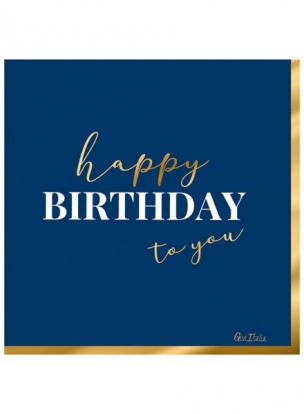 Salvetes "Happy Birthday", zilas (16 gab.)