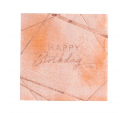Salvetes "Happy Birthday" , rozā - zelta (16 gab.)
