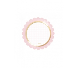 Šķīviji, gofrētas rozā ar zeltu (8 gab./18 cm)