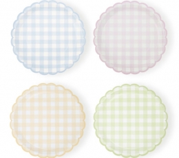 Šķīvji "Pasteļu kvadrātiņi" (8 gab./23 cm)