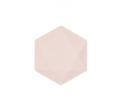 Šķīvji, sešstūraini rozā (6 gab./15,8x13,7 cm)