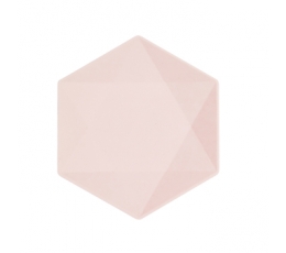 Šķīvji, sešstūraini rozā (6 gab./20x18 cm)