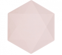 Šķīvji, sešstūraini rozā (6 gab./26x22 cm)