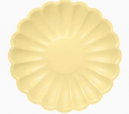 Šķīvji ziedu formā, dzelteni (8 gab./18 cm)