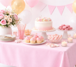 Auduma galdauts, rozā (145x250 cm) 1