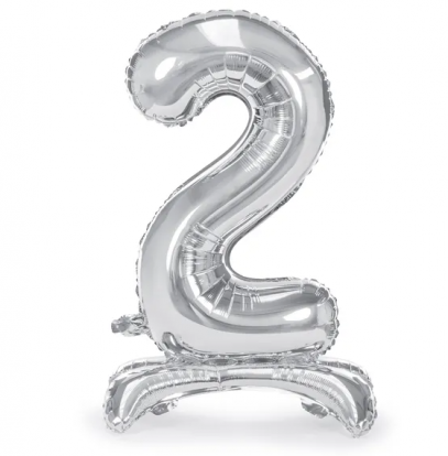Stāvbalons "2", sudrabs (70 cm)