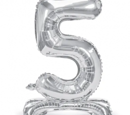 Stāvbalons "5", sudrabs (70 cm)