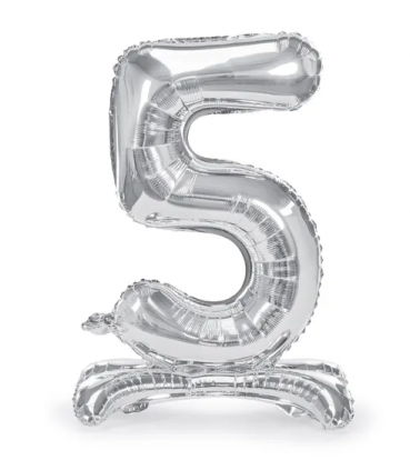 Stāvbalons "5", sudrabs (70 cm)