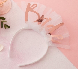 Stīpiņa "Bride", balta ar rozā zelta uzrakstu