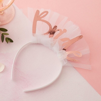 Stīpiņa "Bride", balta ar rozā zelta uzrakstu