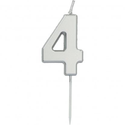 Sudraba kūku svece uz kociņa "4"