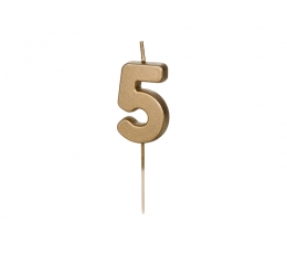 Svece "5", zelta (4,5 cm)
