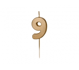 Svece "9", zelta (4,5 cm)