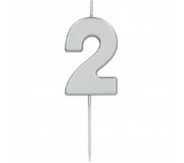 Svece, skaitlis "2", sudraba