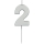 Svece, skaitlis "2", sudraba