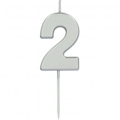 Svece, skaitlis "2", sudraba