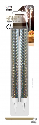 Svece - strūklaka, sudraba krāsā (2 gab./17,5 cm)