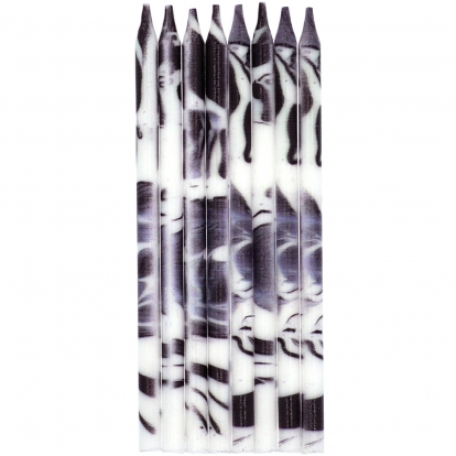 Sveces, melni-baltas marmora (24 gab./10 cm)