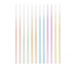 Sveces, pasteļkrāsas  - garās (12 gab./18 cm)