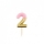 Svecīte "2", rozā-zelta (10 cm)